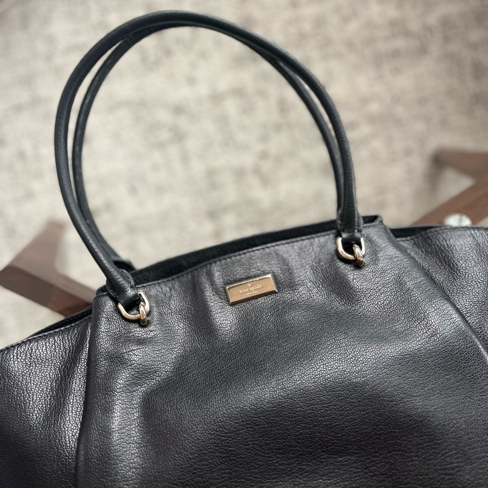 Kate Spade Black Pebble Leather Ashlee Anna Court Large Shoulder Bag Tote Bag - Picture 3 of 14